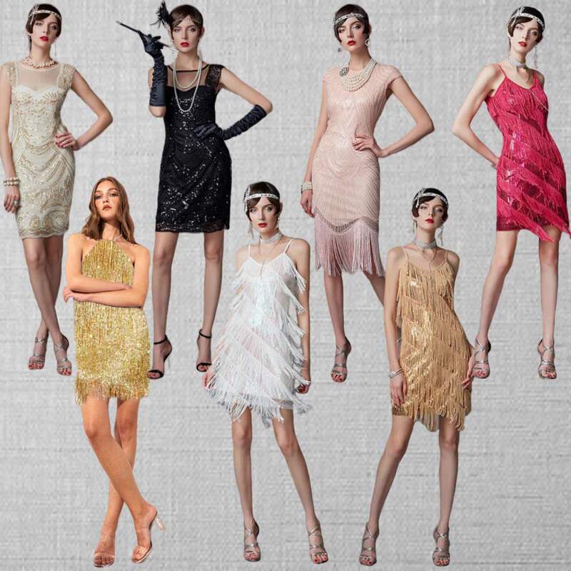 European and American Style Gatsby Clothing Sequined Sexy Women's Retro Dress 1920S Prom Banquet Dress