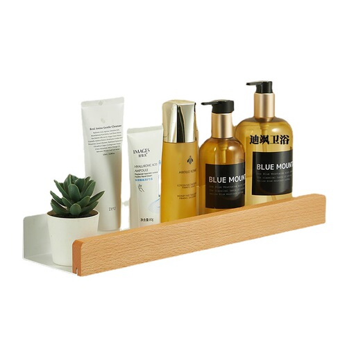 Shower caddy wall-mounted bathroom storage toilet wash hand basin bathroom washroom beech wood drill-free vanity rack