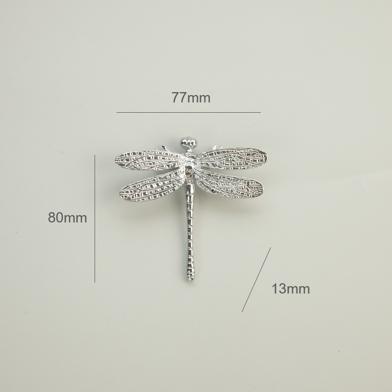 Luz de lujo plateado latón libélula manejar sin perforar luz gabinete de lujo armario cajón gabinete de vino manija de la puerta de un solo agujero