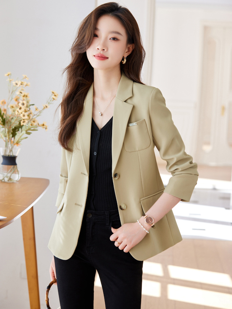 Khaki autumn elegant classic suit jacket