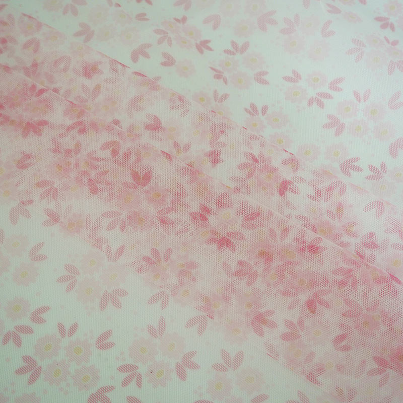 Nueva pequeña flor fresca impresa tela de malla tela de gaza vestido de ropa infantil vestido de princesa tela