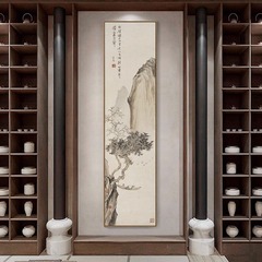 新中国式山水画玄関縦版長条国画客間通路掛画書斎茶室装飾画古代画
