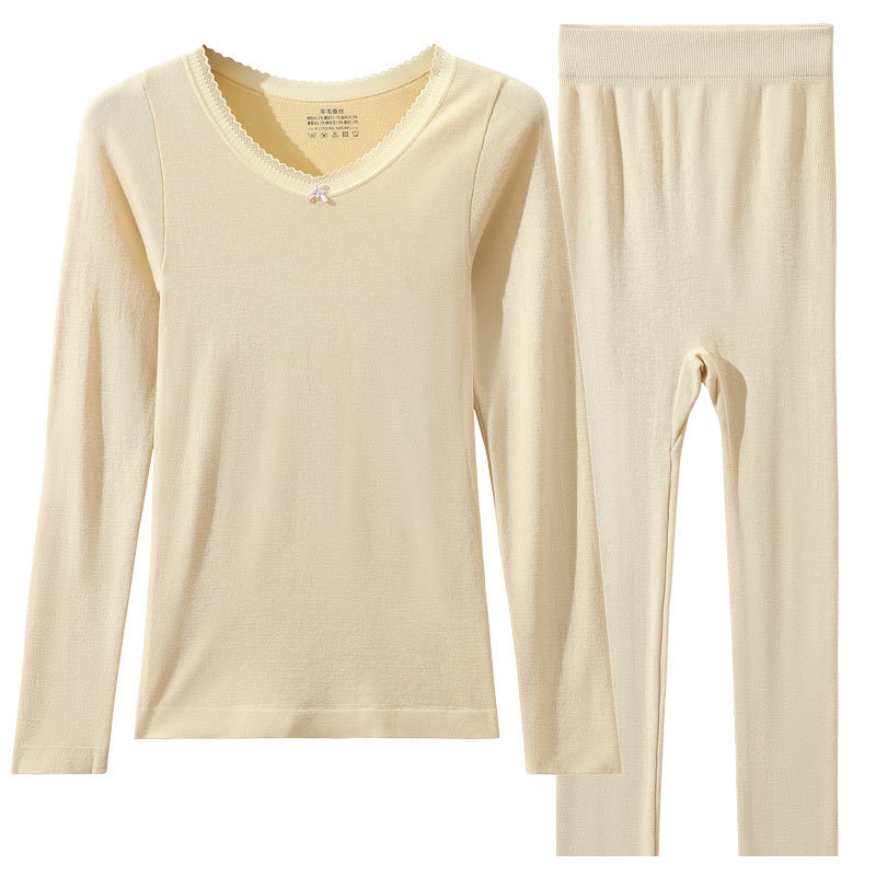 De las mujeres de Calzoncillos largos traje interior Delgado desgaste Seda lana calefacción bodybuilding bottoming inconsútil ropa interior térmica Otoño e Invierno