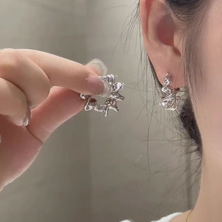 Silver spiral earrings