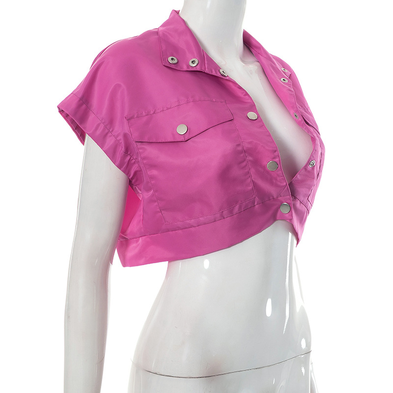 Women Clothing Summer Pocket Top Shorts Set for Women