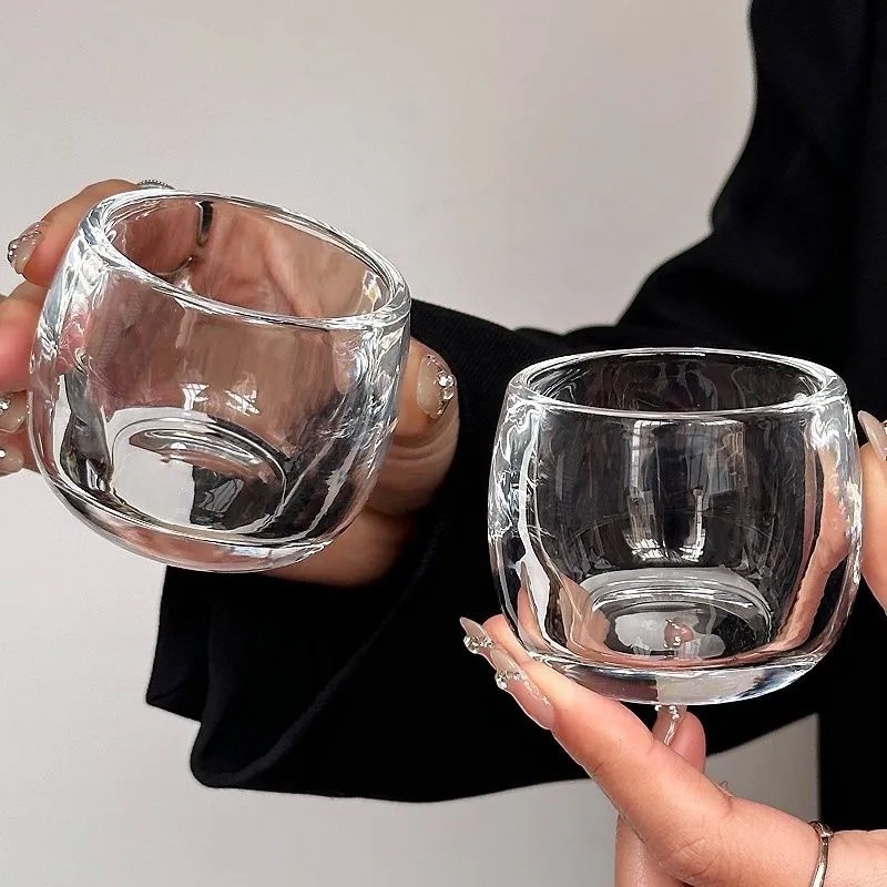 Taza de dedo, transparente, engrosado, no caliente, taza para el hogar personal, taza de té china para la salud, taza para el propietario a prueba de escaldaduras, vidrio de alta gama