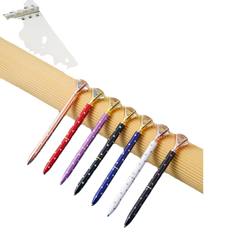Fábrica al por mayor multicolor en stock bolígrafo de diamantes ins estilo Oficina pluma de metal Logotipo de impresión