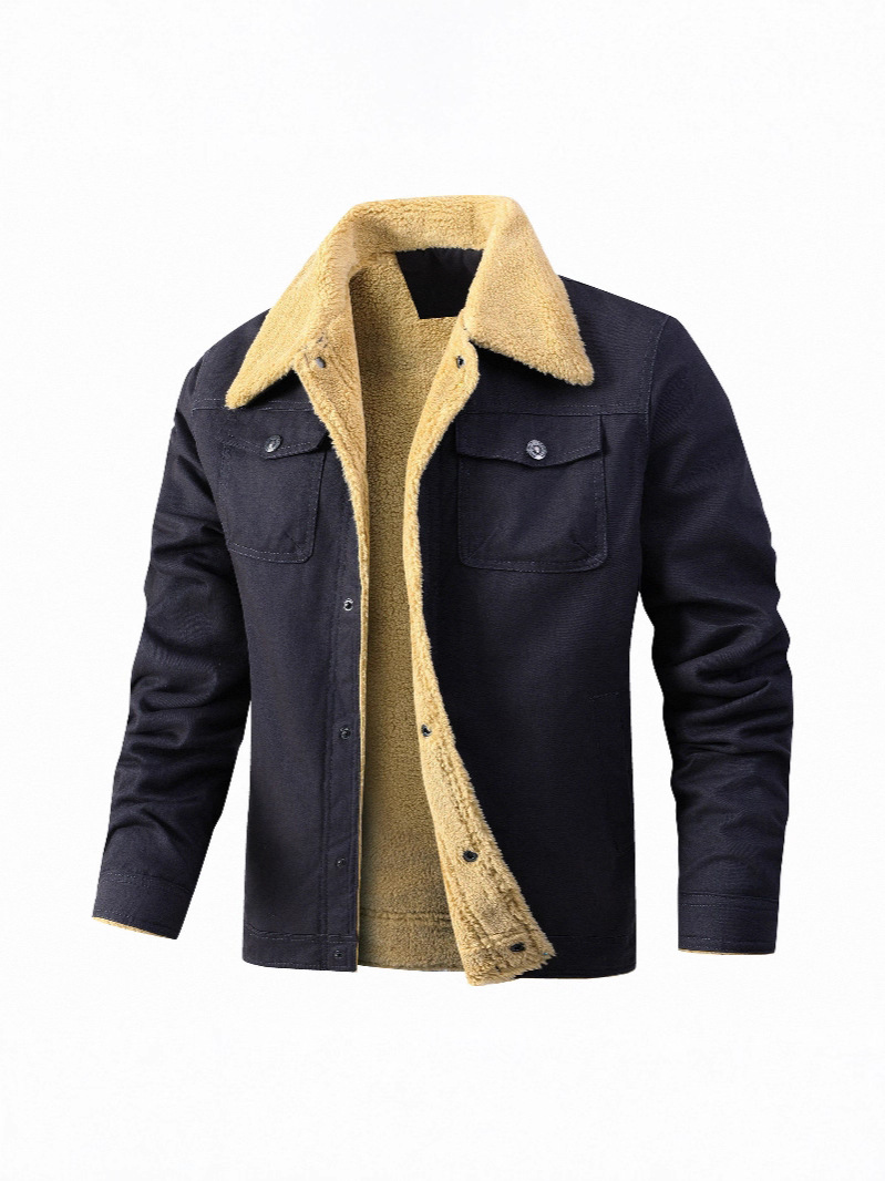 Otoño e invierno casual en stock bolsillo de costura lateral juvenil de un solo pecho en forma de algodón forrado de lana de color sólido chaqueta de los hombres de entrega
