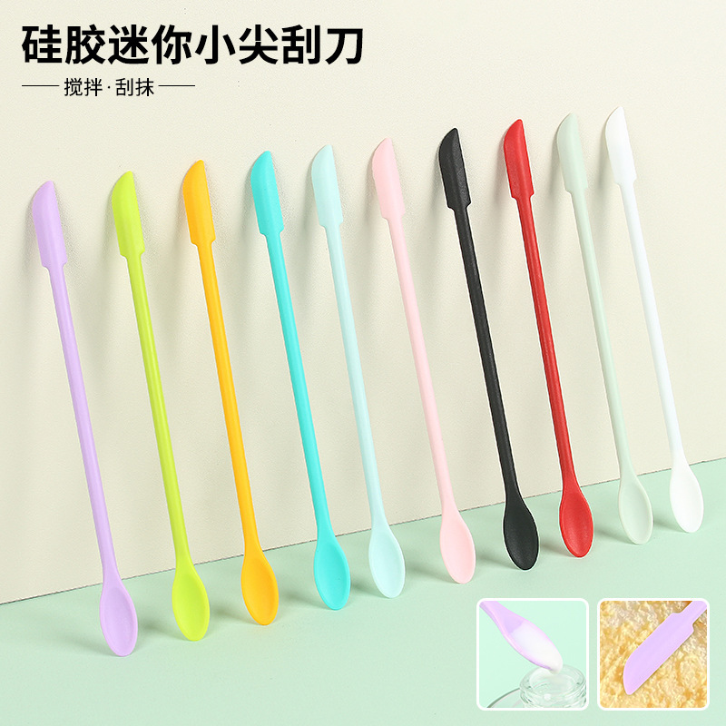 Cosmetic Digging Spoon Silicone Scraper Cream Foundation Liquid Empty Bottle Tool Mini Double Head Residue Scraping Spoon Cleaning