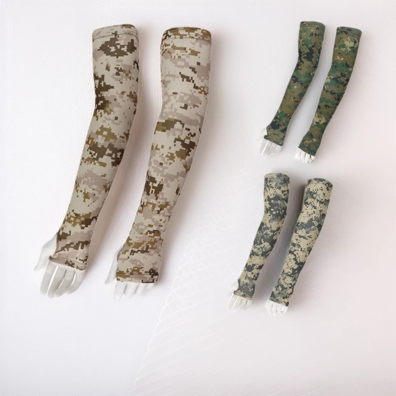 Summer Sun Protection Ice Sleeves Camouflage Ice Silk Sleeves Outdoor Men and Women Cycling Mountaineering Quick-Drying Breathable Tactical Arm Guards