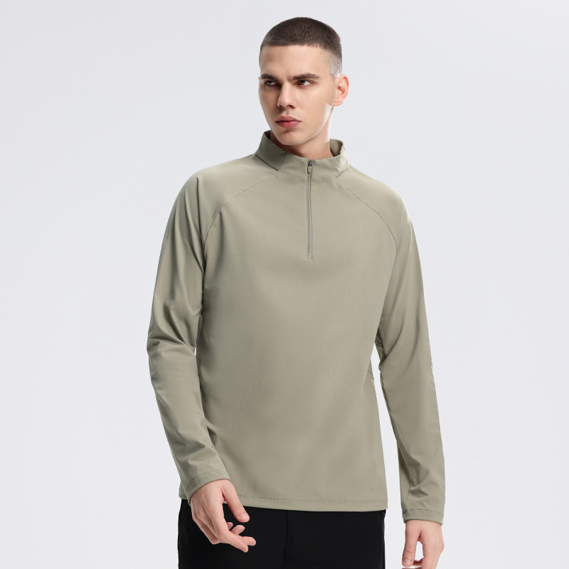 Men's Semi-zipper Sports Quick-drying Sweater Stand-up Collar Fitness Suit_voghion.com