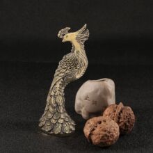 中国风仿古玩做旧古董百彩归来孔雀王黄铜摆件桌宠工艺品摆设收藏