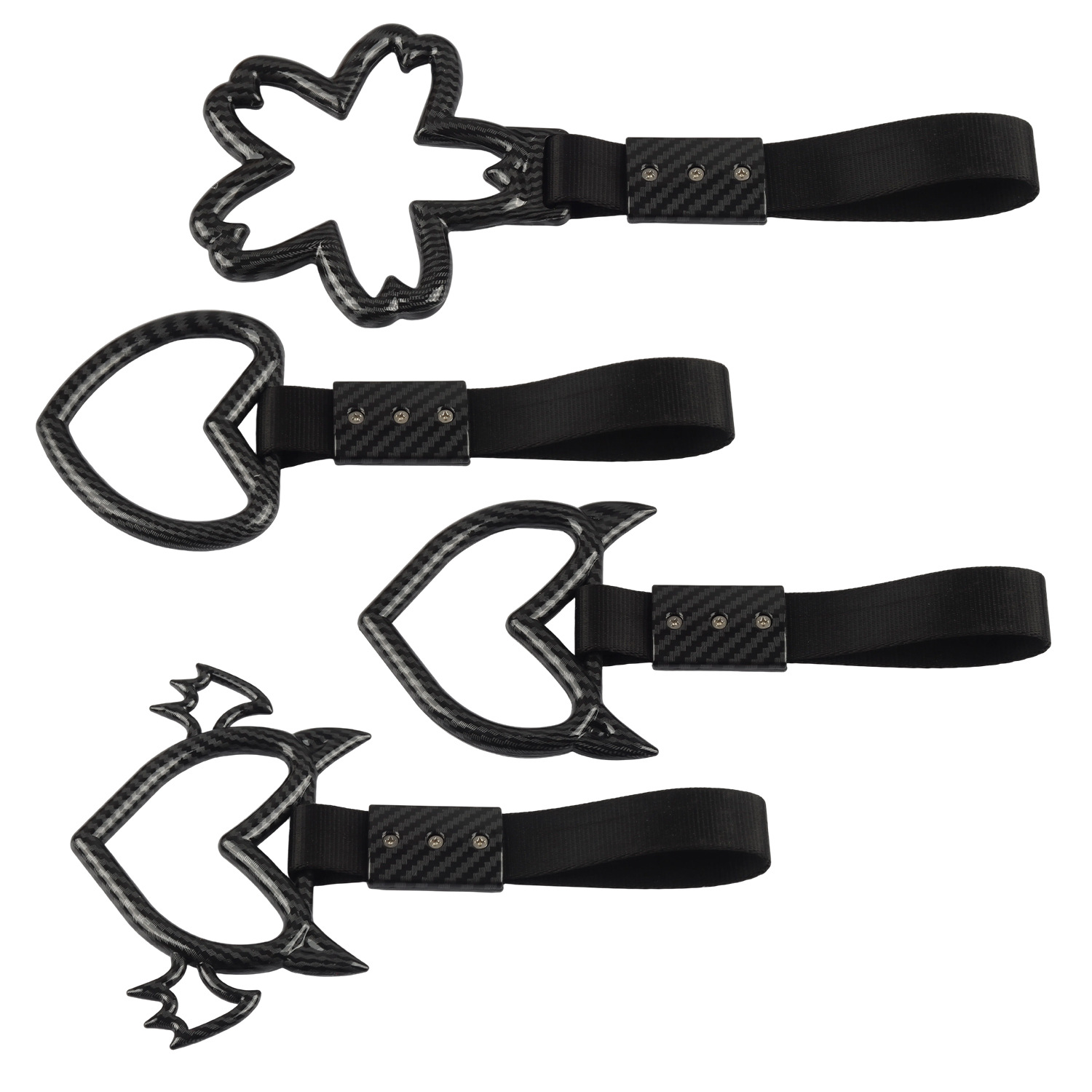 New cross-border carbon fiber car decoration pull ring, devil heart warning pendant, personalized rear bumper warning