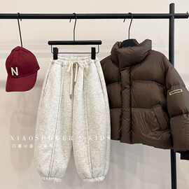 儿童加绒裤子男女童加厚运动裤宝宝羊羔绒卫裤秋冬装新款保暖裤无