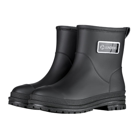 Jundeng Short Barrel Women's Rain Boots Fashionable All-match Non-slip Fashionable Big Bottom Rainy Day Travel One-piece Water Shoes Rubber Shoes