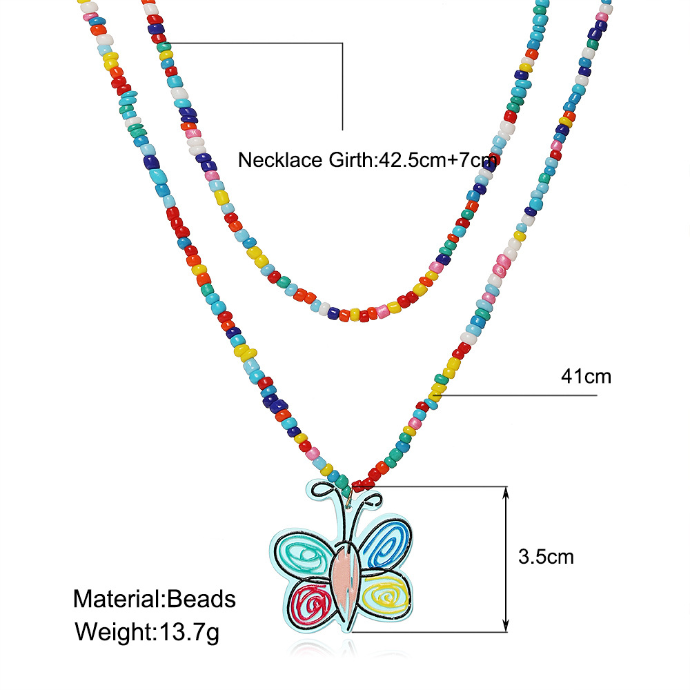 Bohemian Double Layer Creative Choker Colorful Rice Beads Stacked Necklace display picture 2