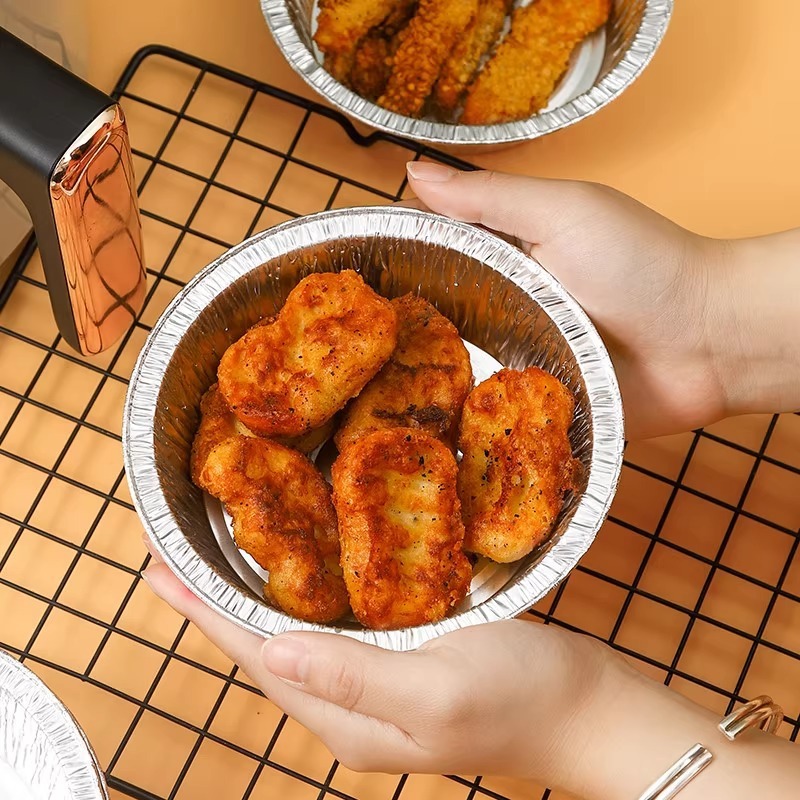 アルミ箔ボックスエアフライヤーアルミ箔ボウルとプレート卸売ラウンド正方形使い捨てアルミ箔ボウルオーブンバーベキュー錫箔プレート|undefined