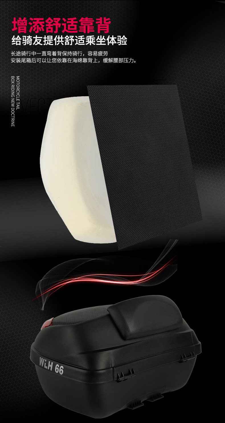 E66 Wanli Haoguang Yang CT250 Universal Extra-Large Tail Box Motorcycle Trunk Large Capacity Electric Vehicle Rear Tail Box