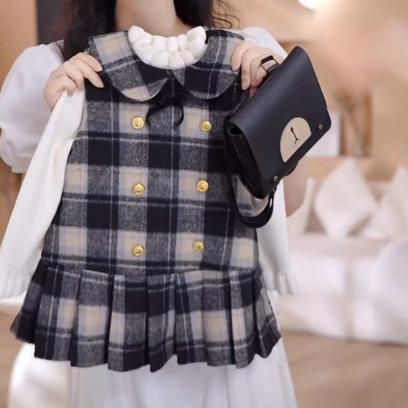 Girls plus velvet dress 2024 autumn and winter new children's cotton thickened warm little girl puff princess skirt