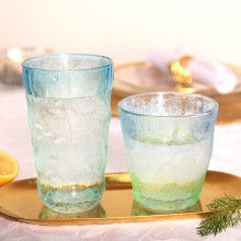 ins风渐变高颜值冰川玻璃杯少女咖啡杯家用气泡水果汁啤酒杯磨砂