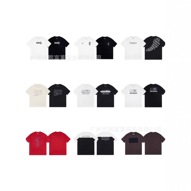 Cross-Border Exclusive Supply of Trendy Brand Margiela Short-Sleeve Tape-Coated Printed Loose T-Shirts for Men and Women, Couple's Base Layer, High-Quality Version