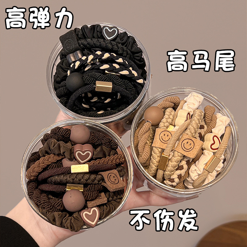 Temperamento simple, alta elasticidad y durabilidad, cuerda de cabello para mujeres, anillo de cabello no dañando el cabello bajo, toque de banda de goma de cola de caballo