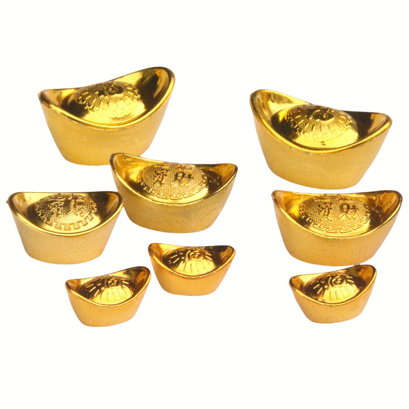 Simulation of plastic gold-plated size ingot gold bars copper coins gold decorations cake card housewarming ornaments festive