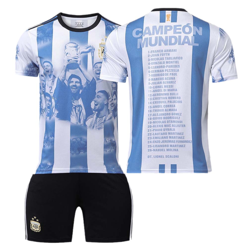 Verano Argentina fútbol uniforme niños traje de los hombres al aire libre correr deportes de secado rápido Massey Jersey mujeres adultas al por mayor