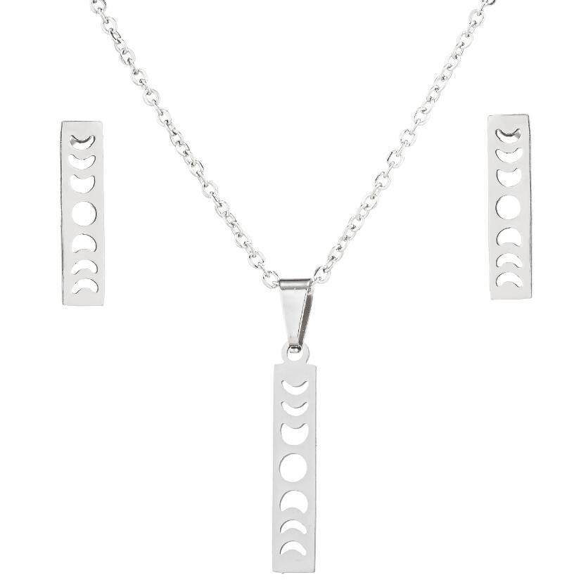 Collar de aretes de acero inoxidable traje al por mayor transfronteriza de moda sudamericana geométrica simple corazón nota conjunto de dos piezas para las mujeres