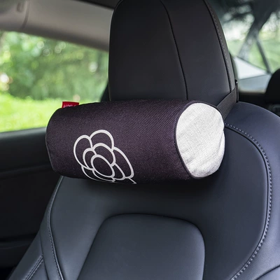 Car headrest a pair of car neck pillow back cushion creative seat sports seat car (Headrest) - camellia-cylindrical-headrest-single
