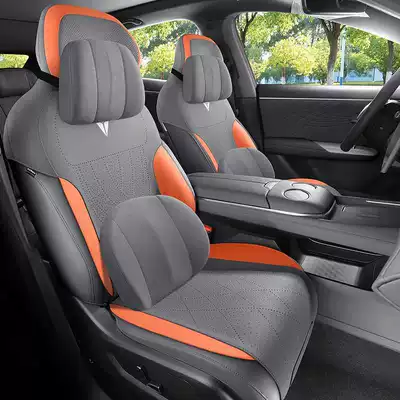 Modelə uyğun (Original) oturacaq örtükləri: suede half-cover, breathable, Deep Blue - gray-orange-memory-foam-version-note-the-model-year-rear-seat-split-type
