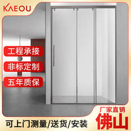 盖欧淋浴房一字型卫生间干湿分离隔断玻璃门浴屏淋浴屏来图定制