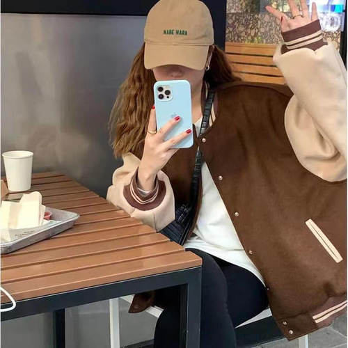 Velvet and thickened baseball uniforms for men and women, college style Korean style printed personalized handsome jackets, trendy autumn new styles