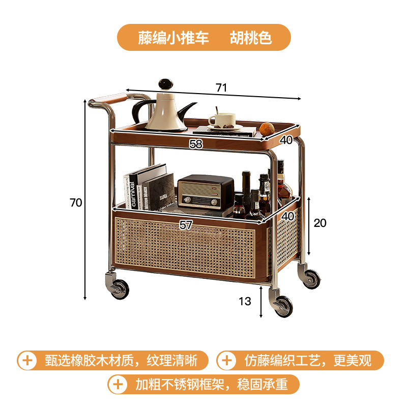 carro de comedor móvil con estante de mesa de comedor estilo medieval de madera maciza carro de salón doméstico mesa de té retro