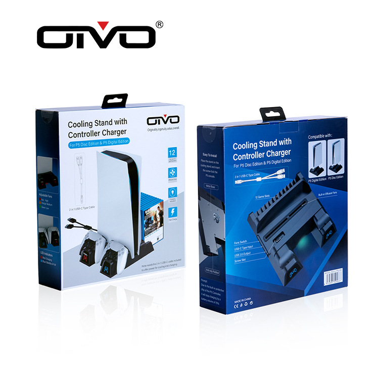 OIVO en stock PS5 juego anfitrión base de refrigeración totalmente compatible versión de la unidad óptica PS5 mango de doble cargador de almacenamiento plato rack