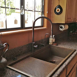 复古洗菜盆水盆厨房水槽不锈钢洗手盆台盆不锈钢金色大单槽