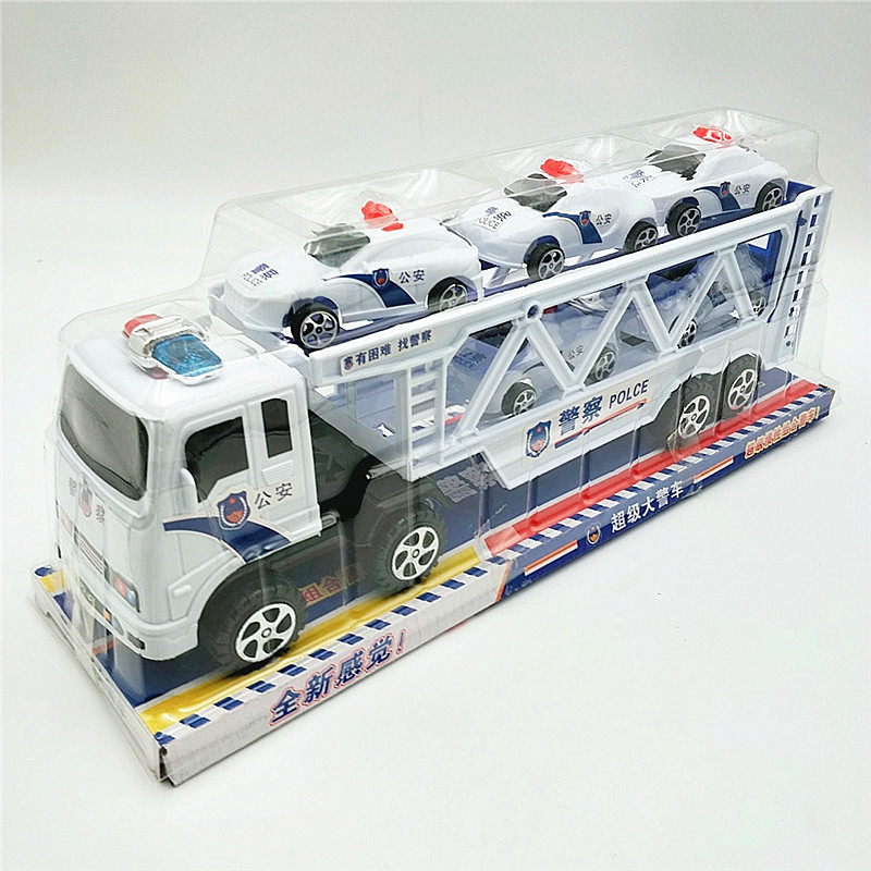 Large Transport truck sliding double-layer trailer toy factory wholesale stall supply engineering vehicle one drag five