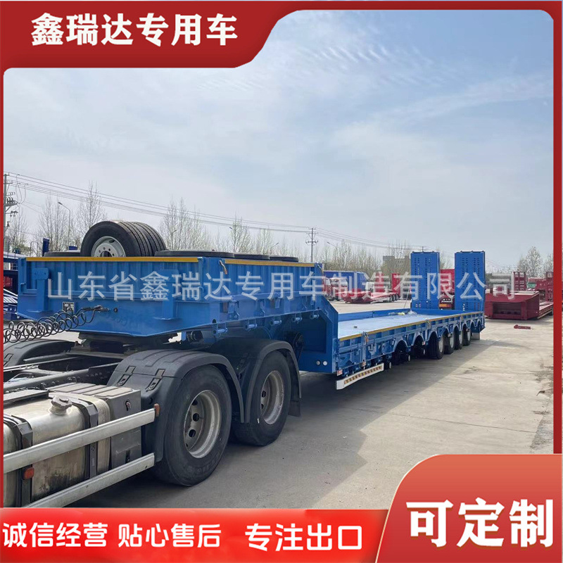 Exported to Africa Heavy-Duty Low-Flatbed Semi-Trailer with a Load Capacity of 80 Tons Semi-Trailer 15.5m Excavator Trailer