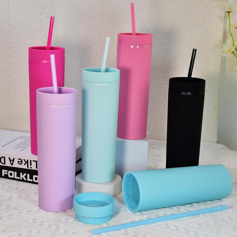 Transfronterizos Amazon nuevo creativo AS taza de paja de plástico 16OZ taza de agua recta portátil taza de paja portátil casera