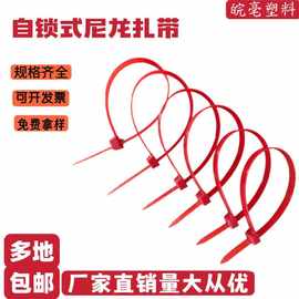 红色扎带自锁式尼龙扎带规格齐全抗老化耐低温厂家直销量大优惠