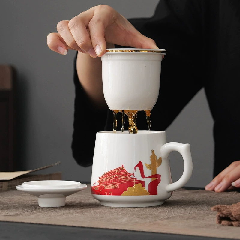 Чайный набор из трех предметов с разделительной чашкой, юбилейная памятная подарочная коробка, высококачественный набор из трех предметов с сувенирным подарком Ba Yi Water