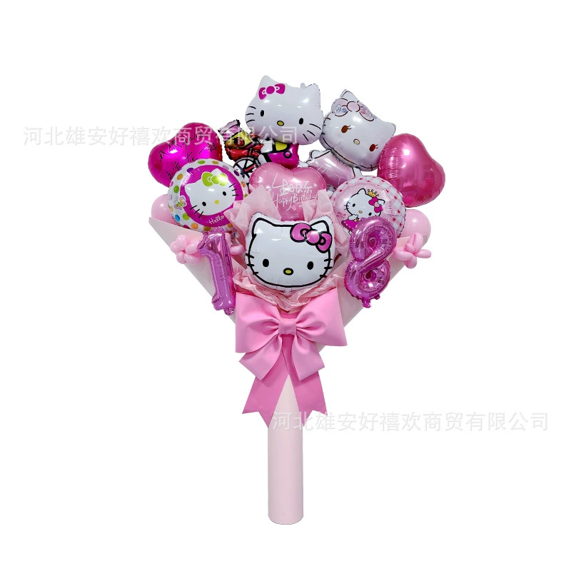 Hello Kitty, шарик, набор материалов, ракетка, букет