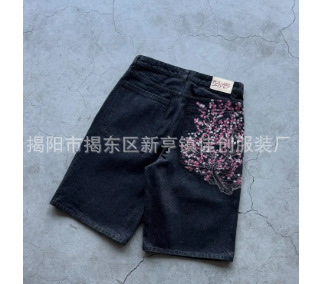 欧美跨境直销爆款水洗做旧破洞设计牛仔裤子日系高街休闲宽松长裤|undefined