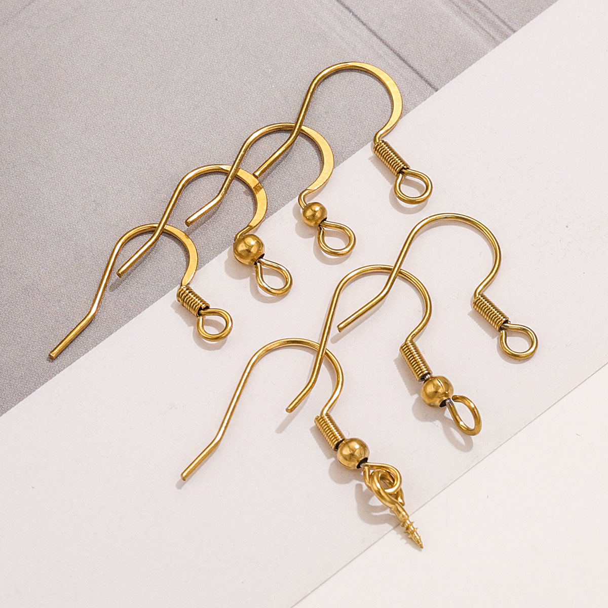 Acero inoxidable con cuentas de resorte gancho de orejas gancho de orejas pendientes diy accesorios de joyería gancho accesorios de oro galvanizado