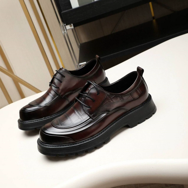 Осенне-зимние мужские большие кожаные туфли из воловьей кожи, деловые мужские туфли на толстой подошве, повседневные кожаные туфли в британском стиле