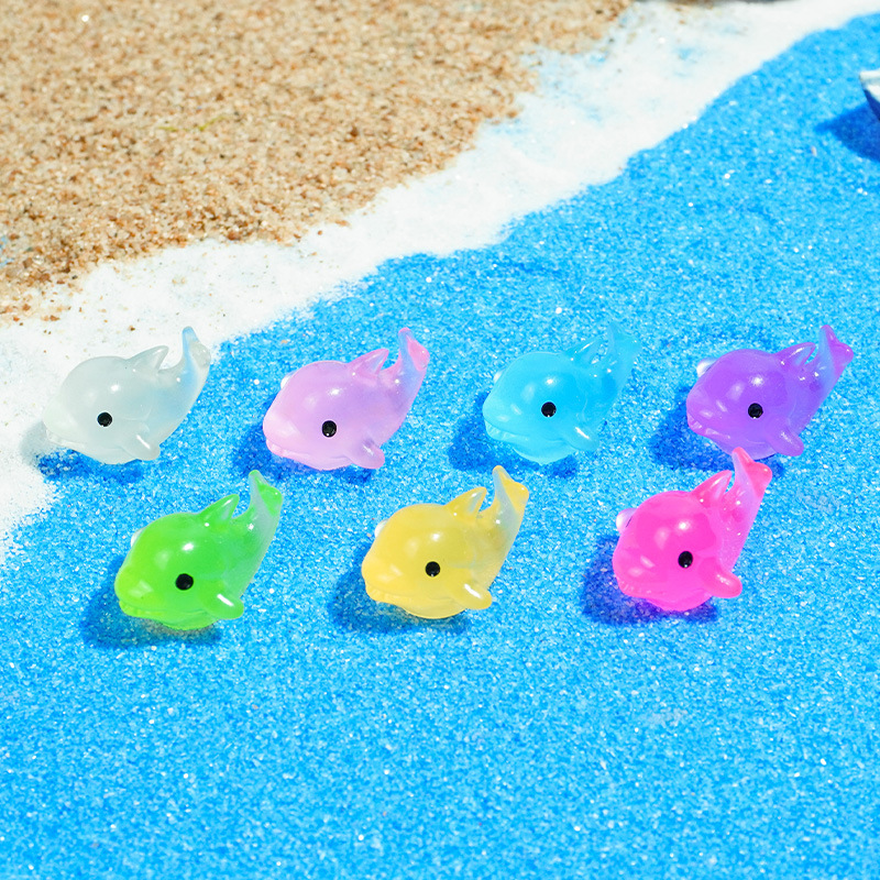 Luminoso y colorido delfín micro paisaje creativo lindo acuario pecera accesorios de decoración de bricolaje mini adornos