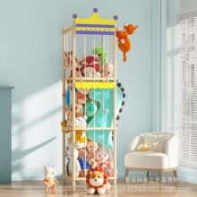 木质皇冠玩具收纳架儿童填充动物收纳架实木公仔玩偶收纳整理架