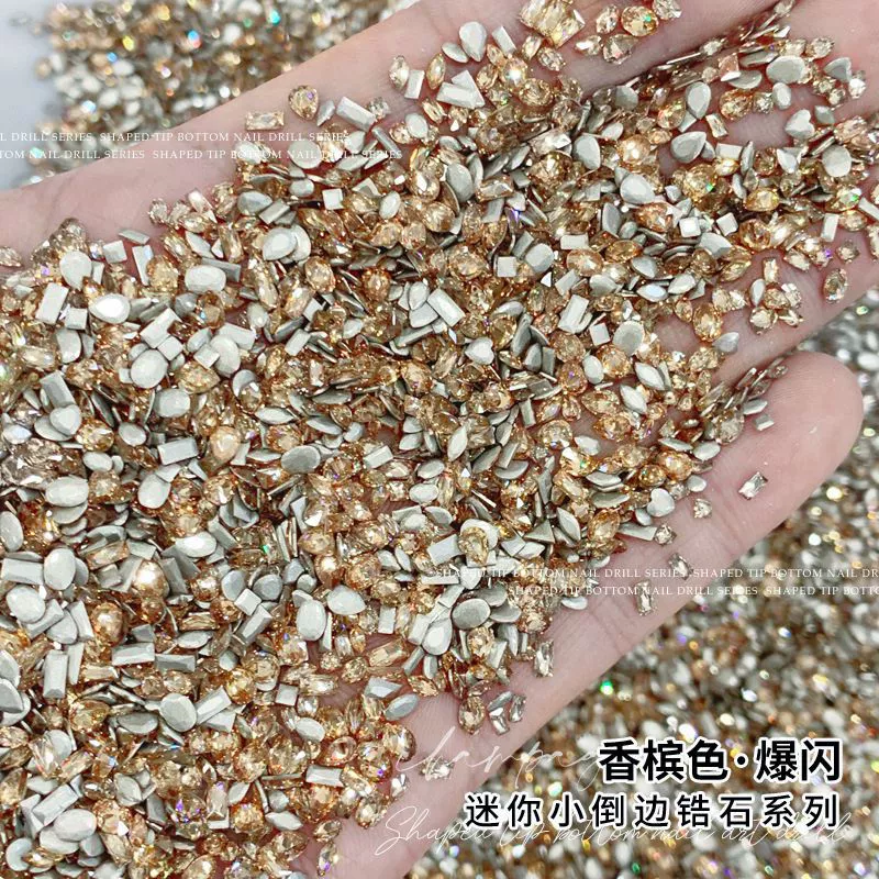 Бутик шампанского цвета циркон маникюрный бриллиант сверкающий мини-маленький плоский бриллиант смешанный бриллиант для ногтей