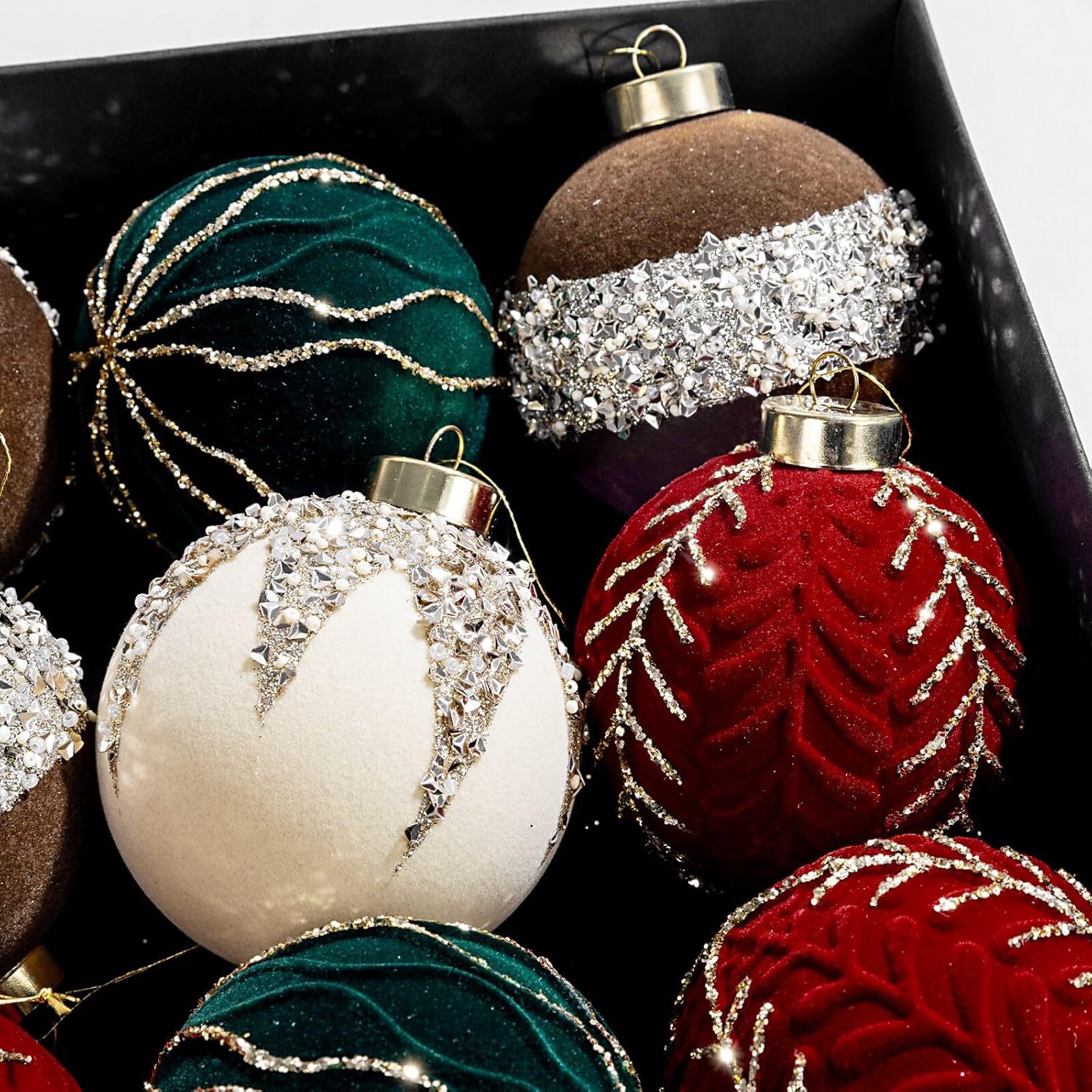 Bolas de Navidad flocado bolas de Navidad bolas de decoración de Navidad 8cm bolas de Navidad decoración de árbol de Navidad colgante decoración de Navidad