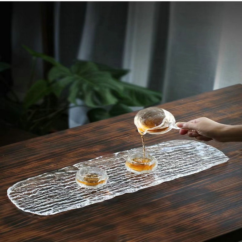 玻璃茶盘小型简约家用小茶台简易功夫茶具创意干泡台托创意设计